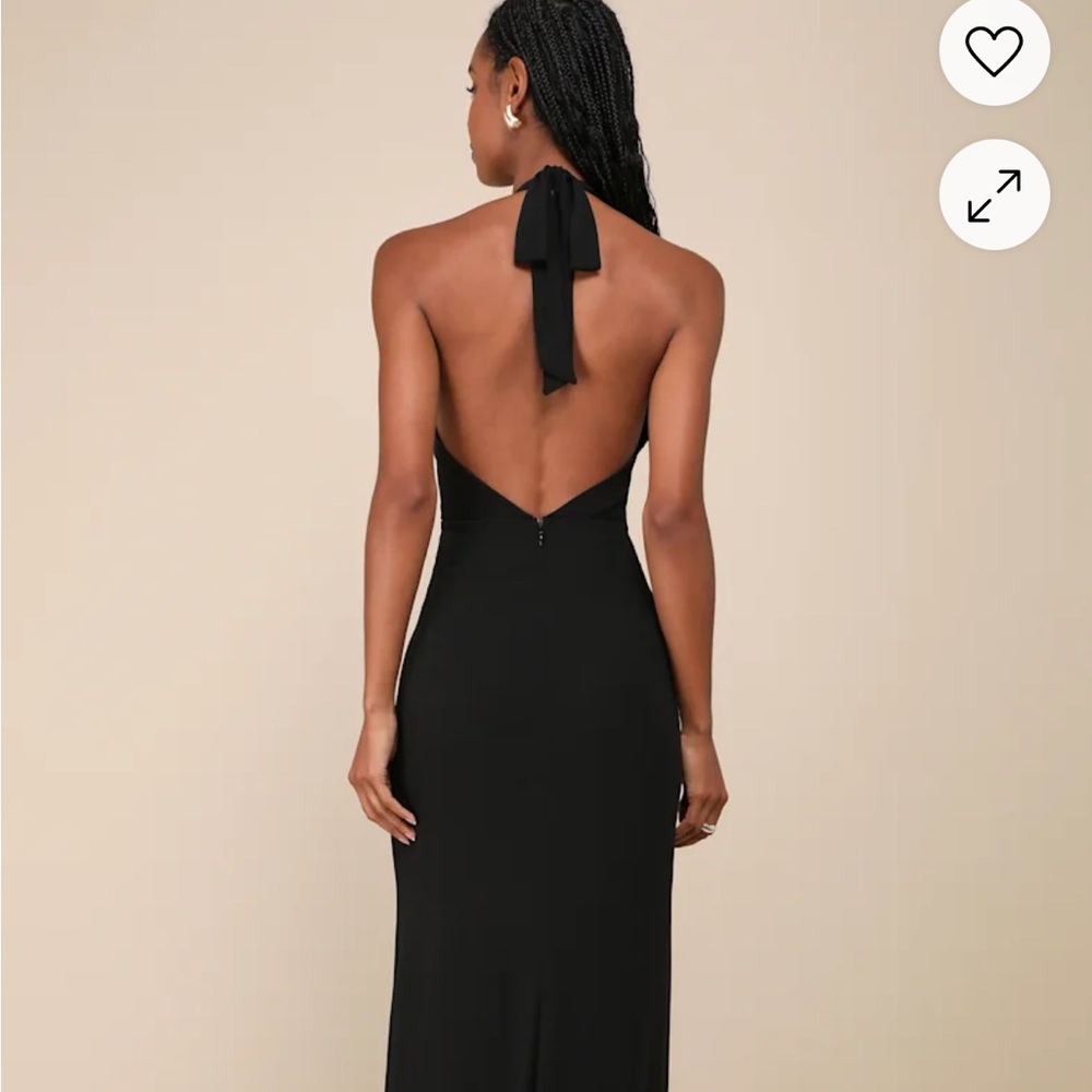 Elegant Black Halter Dress - Picture 3 of 5